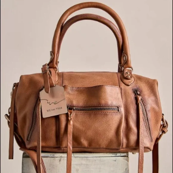 NWT New Free people baby emerson saddle brown tan tote bag purse leather SALE - Picture 15 of 15